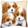 VERVACO Kit Cuscino Punto Croce 3 Cuccioli Set Ricamo Principianti Cuscini Gobelin Decorativi ca. 40 x 40 cm Accessori per Lavoretti Creativi DIY Casa Decor Hobby Adulti Cross Stitch