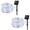 cshare Catena Luminosa Esterno Solare, 2x 5m 50LED Luci 8 Modalità Impermeabili Filo di Rame Luci Lucine da Esterno per Giardino,Natale,Patio,Cancello,Matrimonio,Cortile,Festa[Bianco freddo][2 Pezzi]