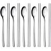 YFWOOD Set di 5 paia di Bacchette e Cucchiai, 10 Bacchette e Cucchiai Coreani in Acciaio Inox da Cucina, Riutilizzabili, in Metallo, con Manico Lungo, per Casa, Cucina o Ristorante