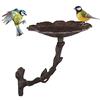 Relaxdays Fontana per Uccelli a Colonna, Decorazione da Giardino, Mangiatoia, per Uccelli Selvatici, H40 cm, Marrone