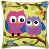 VERVACO Kit Cuscino Punto Croce Gufi su Un Ramo Set Ricamo Principianti Cuscini Gobelin Decorativi ca. 40 x 40 cm Accessori per Lavoretti Creativi DIY Casa Decor Hobby Adulti Cross Stitch