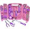 P & K Set di attrezzi da 75 pezzi, set di attrezzi in rosa e viola, il compagno perfetto per la casa, le riparazioni e i progetti fai da te