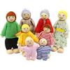 Wagoog Bambole familiari in Legno Set di 8 Figure di Piccole Persone Pupazzi Flessibili per Accessori per mobili per la casa delle Bambole