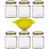 mikken 6 barattoli per marmellata in vetro da 210 ml con coperchi a vite (colore oro) 210 ml + imbuto, set di 6 barattoli
