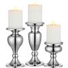 Sziqiqi Set di 3 Candelieri Candelabri Candelabro Portacandele in Nero Ferro per Soggiorno Tavolo da Pranzo Centrotavola Creativo, Argento