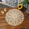 UHAPEER Y-Step Tovaglietta rotonda fatta a mano all'uncinetto, in cotone, 61 cm Beige