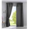 Gardinenbox Cationic Jena 2019037-2 - Set di 2 tende con passanti nascosti, 145 x 140 cm (altezza x larghezza), effetto lino, oscuranti, con fermatenda, colore: grigio