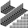 MengH-SHOP Staffe Angolari 90 Gradi Supporti Angolo Retto Staffe in Acciaio Squadrette Angolar a Forma di L con viti per Mensola di Legno Tavolo Sedia 50 * 50 mm 20 Pezzi Nero