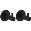 Kon-fort Home Appendi Accappatoio Bagno Nero. Set 2 Ganci Bagno Cucina, Design in Acciaio Inossidabile AISI 304, Nero Opaco con Vite.