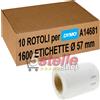 10 ROTOLI ETICHETTE ADESIVE DYMO Ø 57 MM A14681 PER LABELWRITER 400 450 - NO-NAME