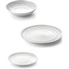 Guzzini - Gocce, EVERYDAY, Set 6 Posti Tavola in Porcellana - Bianco, (Dinner plate) Ø27,8 cm; (Soup plate) Ø20,3 cm; (Fruit plate) Ø19,7 cm - 29970011