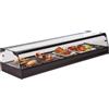 Ristoattrezzature Modello: 99600040020686,Vetrina frigo 1516x410x250h mm refrigerata da banco nera con vetri dritti, porte scorrevoli su entrambi i lati e motore remoto incluso