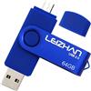leizhan Chiavetta USB 64GB,Flash Drive USB 2.0 OTG Memory Stick per Telefono Huawei Samsung Android Tablet Mac PC-Blu