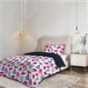 Italian Bed Linen Parure Copripiumino NO STIRO FANTASY - prodotto in Italia - Set Copripiumino - Letto Piazza e Mezza, Microfibra - Sacco 200x200 cm + Patella e Federa 50x80 cm - Petali