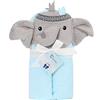 Be Mammy Asciugamano con Cappuccio 100% Cotone Neonato e Bimbo 95cm x 95cm BE20-272-BBL (Blu - Elefante)