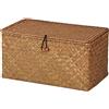 DOKOT Seagrass Cesta Vimini con Coperchio Cestini Portaoggetti Naturale (Medio 30cmx18cmx15cm H)