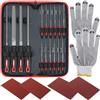 Hi-Spec Lime, Set Lime per Ferro e Lime ad Ago in Acciaio al Carbonio per Sbavare e Sagomare Metallo/Legno, con Spazzola e Astuccio con Cerniera, 16 Pezzi