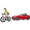 Bruder Roadster con Bicicletta e Ciclista - Set Gioco bworld Scala 1:16
