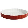 CREALYS 512735 - Pirofila in Ceramica per Torta Bassa, 28 cm, Colore Rosso Lampone