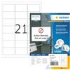HERMA Etichette Staccabili, 63,5 x 38,1 mm, Etichette Adesive A4 per Stampante, 21 Etichette per Foglio, Bianco