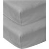 Meyco Baby Uni lenzuolo per culla in confezione da 2 pezzi (lenzuolo in morbido jersey di qualità, perfetta vestibilità grazie all'elastico su tutto il perimetro, 40 x 80/90 cm), grigio chiaro
