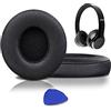SoloWIT® Cuscinetti Auricolari Ricambio per Beats Solo 2 e Solo 3 Wireless On-Ear Cuffia con morbida pelle proteina/memory foam/nastro adesivo forte - Deluxe Black