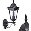 hofstein Lampada da parete per esterni Hongkong, lampada da esterno rivolta verso l'alto in stile antico, in fusione di alluminio, nero opaco con vetri, E27, retro/vintage per terrazza/cortile, senza lampadina
