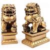 lachineuse - Statuette Leoni Cinesi Dorati - 2 Figure Cani Fu - 11 x 6,5 x 4,5 cm - Decorazione cinese asiatica - Decorazione Feng Shui per casa, ufficio, interni - Idea regalo Cina Asia