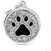 MY FAMILY MEDAGLIETTA GREY BIG GLITTER CIRCLE BLACK PAW MFGL06GREY