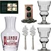 ALANDIA Assenzio Set | Bicchieri Caraffa Cucchiai di Assenzio | Vetro Soffiato a Bocca | Design Classico del XIX Secolo