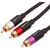 Amazon Basics Cavo audio RCA da 1 attacco maschio a 2 attacchi maschio per amplificatori, diffusori attivi o subwoofer, con connettori placcati oro, 2.4 m, nero