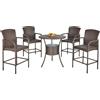 Outsunny Set Relax Giardino 5 Pezzi: Tavolino 4 Sedie Alte in Rattan Sintetico, Secchiello Ghiaccio Integrato, Arredo Esterno Elegante - Marrone|Aosom