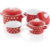 GSW Stahlwaren GmbH - Set di pentole smaltate, 7 Pezzi, 30 x 30 x 30 cm, Colore: Rosso