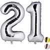 Relaxdays Palloncini Giganti in Foil con Numero 21 per Ventunesimo Compleanno, da Appendere, XXL 85-100cm Colore Argento