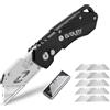 BIBURY Professional Taglierino, Coltello Taglierino in Acciaio Inossidabile con 10 Lame di Ricmabio, con Maniglia Antiscivolo - Nero
