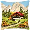 VERVACO Kit Cuscino Punto Croce Paesaggio Montano Set Ricamo Principianti Cuscini Gobelin Decorativi ca. 40 x 40 cm Accessori per Lavoretti Creativi DIY Casa Decor Hobby Adulti Cross Stitch