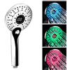 GuDoQi Soffione Doccia a LED, 3 Colori Controllo Della Temperatura Cambio Colore, 3 Mode Doccia Ammorbidisce l'acqua Dura, Display Digitale Della Temperatura, Grandi Dimensioni 13 cm
