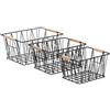 Amazon Basics Set di 3 Rettangolare cestini portaoggetti in filo, Standard, Nero