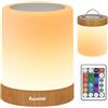 Auxmir Lampada da Comodino Touch Dimmerabile, Abat Jour Luce Notturna Timer, Lampada LED da Tavolo Senza Fili con Telecomando, 13 Colori 5 Livelli 5 Modalità, 3000mAh Ricaricabile per Camera da Letto