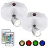 HONWELL Faretto a LED senza fili a batteria con telecomando, Lampada d'accento con timer per illuminazione RGB per freccette, Illuminazione per immagini ruotabili per specchio da pittura, 2 pezzi