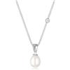 DIAMORE Elli DIAMONDS Collana Donne Ciondolo Elegante con Perle d'Acqua Dolce e Diamante (0,03 ct.) in Argento Sterling 925