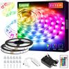 Lepro Striscia LED RGB 15M, 12V Strisce LED Musicale SMD 5050 con Telecomando, Sincronizza Musica, 16 Colori Dimmerabili e 2 Tipi di Controllo, Luci LED Camera da Letto per Decorazioni Festa Casa
