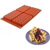 Silikomart | SF155 Stampo in Silicone per Monoporzioni WAFFEL CLASSIC, Antiaderente, 4 Cavità, Confezione da 1 Stampo per Dolci, 130 x 81 h 17 mm 4 x 137 ml Tot. 548 ml
