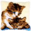 VERVACO Kit Latch Hook Cuscino Due Gatti Kit Gancio di Chiusura Tappeto ca. 40 x 40 cm Set Ricamo Principianti Casa Decorazioni attività Creative Adulti Hobby Rilassanti Gobelin Cuscino