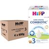 HiPP - Latte 3 Combiotic Crescita, Latte in Polvere, Indicato per Bambini dal 1° Anno d'Età, 4 Confezioni da 600 gr