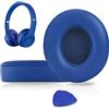 SoloWIT® Cuscinetti Auricolari Ricambio per Beats Solo 2 e Solo 3 Wireless On-Ear Cuffia con morbida pelle proteina/memory foam/nastro adesivo forte - Blu