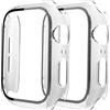 Fengyiyuda Cover[2-Pezzi] Compatibile con Apple Watch Custodia 38/40/42/44mm con Anti-Bubble TPU Pellicola Protettiva,360 Rugged Case per IWatch Series se/6/5/4/3/2/1-Clear/Clear,40mm