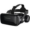 FIYAPOO Occhiali VR 3D Visore Realtà Virtuale Occhiali Headset Virtual Reality 3D Film Glasses per iPhone Android Smartphones (Occhiali VR con Cuffie)