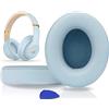 SoloWIT® Cuscinetti Auricolari Di Ricambio per Beats Studio 2 e Studio 3 Wired/Wireless Cuffia con morbida pelle proteina/memory foam/nastro adesivo forte - Crystal Blue