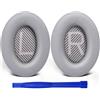 SoloWIT Cuscinetti Auricolari di Ricambio per Bose QuietComfort 35 (QC35) e Quiet Comfort 35 II (QC35 II), Padiglioni con Pelle più Morbida, Schiuma Isolante dal Rumore e Maggiore Spessore - Argento